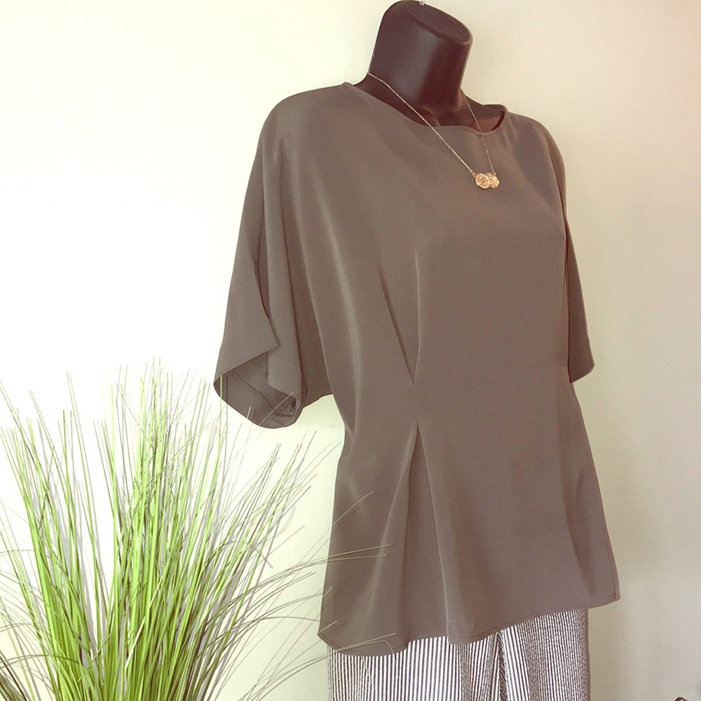 Uniqlo Draped Olive Kimono Sleeve Blouse